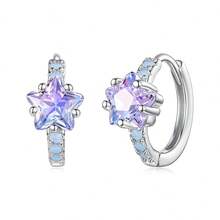 Bamoer 1pc Anting Tunggal Bintang Opal Perak Sterling 925 dengan Sekrup Belakang, Perhiasan Telinga Piercing Helix Kristal Bulan dan Bintang Surgawi untuk Wanita, Termasuk Kotak Hadiah - Perak - View 15