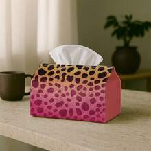 1pc Tissue Box Cover, Pink Leopard Print Texture - Soft Animal Print, Durable Polyester Fabric, Multi-Functional Napkin Holder, Suitable For Home, Car And Party Decoration, Tissue Box Cover, Napkin Holder, Tissue Box Sleeve - A - View 8