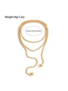 1pc Fashion Casual Minimalist Multi-Layer Wrap Long Necklace For Women, Daily Wear, Date, Party, Vacation, Travel, Gift For Girlfriend And Mom - Gold - View 5