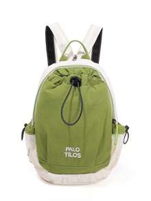 Contrast Color Drawstring Nylon Backpack, Lightweight Minimalist Large Capacity Casual Bag, Portable Small Backpack For Outdoor Short Trips - Multicolor - View 13