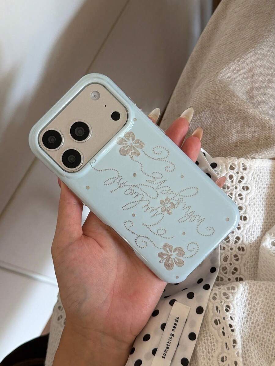 Polka Dot Lily Flower Letter Phone Case Compatible With Apple 18 Pro Max 17 New 16 Pro Women 17 Pro Premium Full Coverage 18 Pro Creative Anti-Drop Niche Ins Art