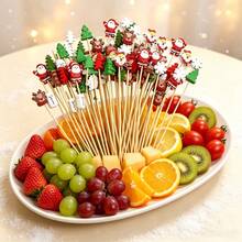 1/10/20/50/100/200pcs Assorted Christmas Element Pattern Fruit Picks, Including Snowflake, Reindeer, Christmas Tree, Santa Claus, Snowman, Cocktail Picks, Fruit Forks, Disposable Fruit Picks, Christmas Tree Decoration, Appetizer Toothpicks, Suitable For Cocktail Party, Birthday Party, Wedding, Christmas Decoration, Christmas (Assorted Patterns Randomly Matched And Shipped) - Multicolor - View 9
