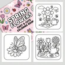 2026 Upgraded Spring Floral Coloring Book, Size: 7.87*7.87 Inches, 24 Pages Simple Cute Flower & Butterfly Theme - Multiple Styles - View 5