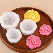 Large Peony Flower Silicone Mold, Suitable For DIY Aromatherapy Candles, Handmade Soap Making And Craft Production - 3D Floral Home Decor Gift - White - View 2