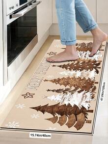 1/2pcs Christmas Vintage Diatomaceous Earth Mat, Christmas Tree Pattern, Super Absorbent, Non-Slip, Perfect For Bathroom, Kitchen And Dining Room, Quick Drying, Perfect Gift For Home Decor And Bathroom Mat, Christmas Holiday Gift! - Multicolor - View 17