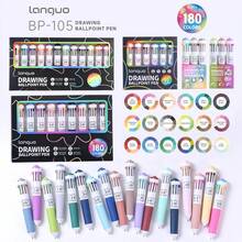 Languo 60/120/176 Colors Oil-Based 1 Pen 10 Colors Ballpoint Pen Set, Student Sketching Drawing Cartoon Character, Fine Line 0.8mm Colorful Gel Pen, Rich Colors Smooth Writing Creative Ballpoint Pen Cute Girl Style Stationery, Suitable For Diary Writing, Marking, DIY Painting, Note-Taking, Back To School Gift - Multi-color Ballpoint Pen - View 1