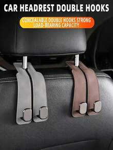Double Hook Car Seat Back Hanging Hook Set, Hidden Design, Dual Hooks, Multi-Functional, Universal Fit For All Car Models - Multicolor - View 3