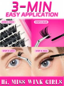 Miss Wink 216 Clusters 100D Ultra Dense D Curl Natural Lash Extensions 8-16mm Mix Assorted Pack 3D Portable Handmade Easy DIY Customizable Wear Suitable For Outings Parties Events Daily Use & Perfect Gift For Women Or Girls & Light Makeup Heavy Makeup Daily Wear - D - View 7