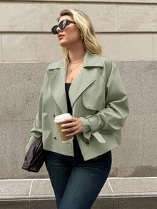 Plus Size Coats - Mint Green - View 8
