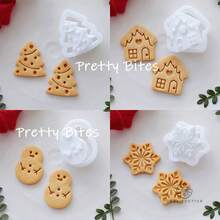 Mini Christmas Gingerbread House Snowman Tree Mold DIY Cookie For Clay/Sugar/Shortbread Christmas Holiday Cake Decorations - White - View 2