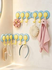 1PC/6PCS Connected Wall Hooks, Cute Multi-Purpose Hook Organizer, Decorative Hanging Rack For Towel, Hair Accessories, Keys, Small Items, Suitable For Washroom, Bedroom, Entrance, Stylish Household Storage Accessory For Daily Organization - Multicolor - View 5