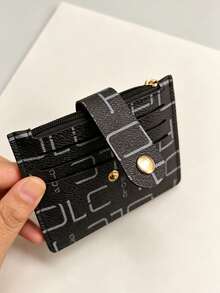 Letter Print Slim Card Holder, Portable Small Card Wallet, Coin Purse, Key Ring Card Holder - Multicolor - View 4