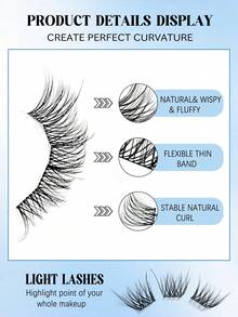 Asiteo 80pcs Natural Thin Dense Eyelash Clusters, Cat Eye Style, 10-16mm Pre-Arranged Natural Effect Eyelash Clusters, Single Cluster Angel Lashes, Suitable For Beginners - D - View 3