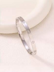 3pcs/1pc Stackable Silver Bracelet, Clover & Watch Band Bracelets, Minimalist Layered Women's Jewelry For Daily Wear & Party - Silver 5 - View 5