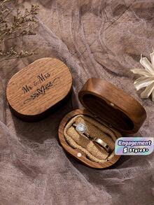 Customizable Personalized PU Leather Ring Box, Dual Slot Design, Soft Fabric Lining, Suitable For Wedding Proposal Anniversary, Couple Valentine's Day Anniversary Gift - Multicolor - View 9