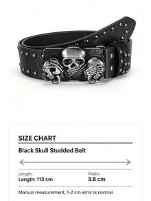 Skull Studded Leather Belt Punk Style Hip Hop Waist Belt Fashion Versatile Decorative Belt Student - A - View 6