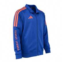 Jaket Unisex Adidas Wu Bo dengan Desain Kontras untuk Pria - Biru/Oranye - View 2