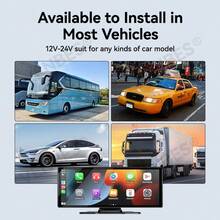 VENBES 10.26 吋 PND 便攜式車載音響系統,無線 CarPlay 與無線 Android Auto 觸控螢幕車載播放器,支援藍牙 FM - 主機 + 8顆LED方形後視鏡頭 - 查看 11