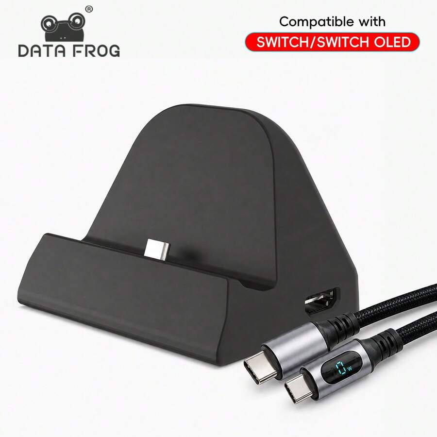 DATA FROG TV 接電視底座,相容於 Switch 與 Switch OLED,便攜式充電支架,附數位線材選項 - 查看 1