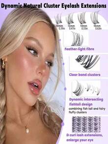 120 Clusters Invisible Band Lash Cluster Set Wispy Natural Lash Extension Kit DIY Lash Extension Kit C Curl 10-16mm Lash Clusters Individual Lash Set - C - View 3