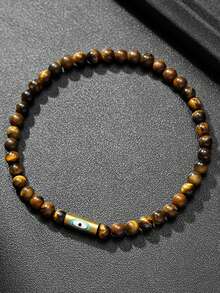 diffone Fashion Handmade 4mm Stone Beads Bracelet Charms Evil Eye Men Bracelet For Male Armband Jewelry - Evil Eye Bracelet - View 14