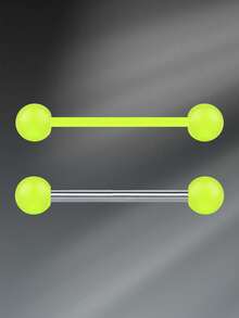 TOKRING 14G Glow In The Dark Plastic Tongue Rings Industrial Barbell Neon Rubber Acrylic Nipple Rings Neon Rubber Tongue Piercing Jewelry Set Multi Color For Halloween Decoration - Multicolor - View 7