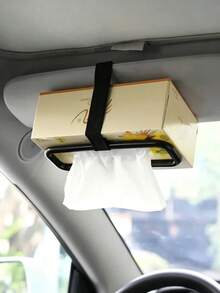2pcs Car Tissue Box Clips – Adjustable Elastic Strap Holder – Universal Black Mount For Sun Visors And Headrests – Multifunctional Interior Tissue Organizer – Compatible With Most Car Models - Multicolor - View 3