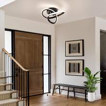 1 PC Lampu Plafon LED Hitam Minimalis Modern Tiga Daun Pilin, 220-240V, Armatur Lampu Plafon Hitam Mewah untuk Dapur, Cahaya Putih 4000K, Cocok untuk Kamar Tidur, Kamar Mandi, Dapur, Balkon, Lorong, Tangga - Hitam - View 2