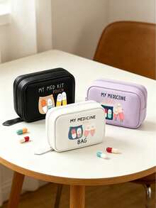 Pill Storage Box Set, MY MEDICINE BAG And Pill Print, Daily 2 Times 7 Days Large Capacity Pill Storage Box, 14 Colorful Compartments, Reusable Travel Medicine Storage Bag, Suitable For Supplements And Small Daily Items, Suitable For Health-Conscious And Travel Users, Essential Medical Accessory, Dormitory Necessity, Back To School Essential, Teacher's Day Gift, Back To School Gift - Multicolor - View 2