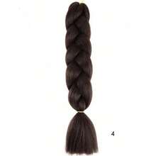 Bundel Rambut Kepang Sintetis Besar Ombre & Warna Solid 24 Inci, Serat Tahan Panas untuk Kepang Kotak Rajutan, Cocok untuk Kepang Rambut Afrika DIY - Hitam - View 15