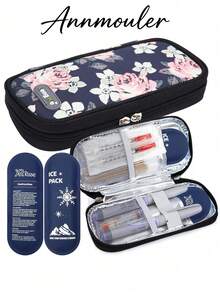 Insulin Cold Storage Travel Bag - Diabetes Cold Storage Travel Bag, Portable Medication Storage Box, Suitable For Insulin Pens And Medications, Includes 2 Ice Packs - Multicolor - View 1