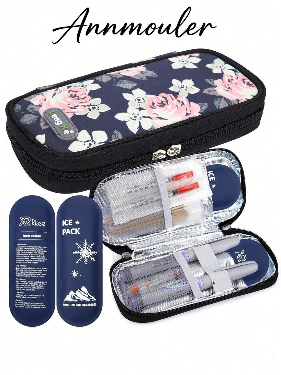 Insulin Cold Storage Travel Bag - Diabetes Cold Storage Travel Bag, Portable Medication Storage Box, Suitable For Insulin Pens And Medications, Includes 2 Ice Packs - Multicolor - View 1