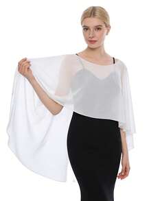 1 buah Selendang Chiffon Off-Shoulder Elegan Baru, Penutup Gaun Malam Ringan dan Mengalir, Aksesori Pesta Pernikahan, Jubah - MultiWarna - View 11