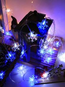 1pc Snowflake LED String Lights, Christmas Decoration String Lights, Battery Powered, Winter Wonderland Decorative Lights, With Switch Control, Outdoor Garden String Lights, Suitable For Christmas Decoration Living Room, Bedroom, Stairs, Handrail, Christmas Tree, Bedroom, Party, Wedding, Christmas Party Decoration Colorful String Lights[Battery Not Included] - Snowflake String Lights - View 10
