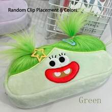 Funny Ugly Cute Plush Pencil Case - INS Style Large Capacity Stationery Storage Bag, Girly Student Pencil Box, Cute Embroidered Makeup Bag, Desktop Organizer - Hair Clip Position And Color Random - Single Piece - View 4