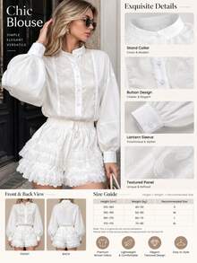 Women's Elegant Solid Color Long Sleeve Minimalist Casual Top, Spring/Autumn - White - View 6