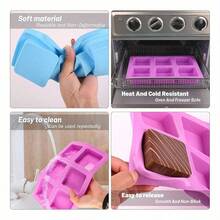4pcs Silicone Soap Molds, Rectangular Soap Mold, Round Soap Mold, Massage Soap Mold And 6-Cavity Square Silicone Mold, Suitable For Handmade Craft Soap Making - Soap Mold - View 7