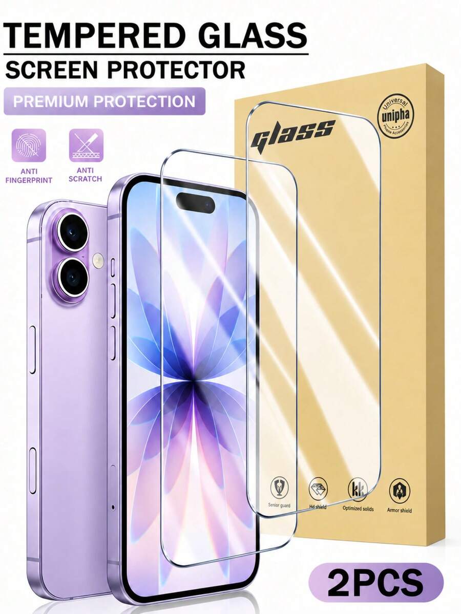 DUTRIEUX 2PCS Tempered Glass Screen Protector Compatible With Iphone 18 Pro Max/18 Pro/17 Pro Max/17 Pro/17/16 Pro Max/16 Pro/16 Plus/16/15 Pro Max/15 Pro/15/14/13/12/11, HD Clear Full Coverage Screen Protector, 9H Hardness Anti-Scratch, High Transparency, Bubble-Free, Fingerprint Resistant, Easy Installation, Protective Phone Accessories