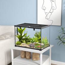 Reptile Terrarium, Reptile Feeding Box, Glass Terrarium For Amphibians And Arachnids With Thermometer, Reptile Breeding Box 50 X 30 X 25 - Black + Glass - View 5