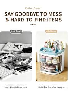 1pc Children's Hair Accessories Rotating Storage Box, Multi-Layer Plastic Storage Box, Drawer Storage Box, Baby Hair Accessories Organizer, Travel Cosmetic Organizer And Cosmetic Storage, Rotatable Storage For Hair Clips, Hair Accessories, Hair Bands, Makeup Sponges, Jewelry, Rings And More, Dust-Proof Box, Holiday Gift, Halloween Gift - View 6