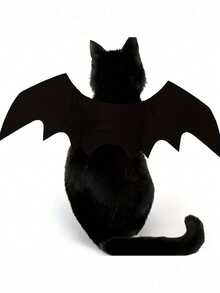 Pet Bat Wings Halloween Costume - Adjustable Design, Soft Polyester Material, Suitable For Cats And Small Dogs, Perfect For Halloween Role Play And Dress Up Games, Halloween, Halloween Decor, Autumn Decor, Gothic Style, Witch Elements, Fun And Elegant Gothic Bat Wing Design - Black - View 2