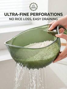 Rice Washer Bowl With Handle, Thickened Clear Plastic Kitchen Colander With Fine Mesh Strainer For Rinsing Rice, Grains, Fruits And Vegetables - View 2