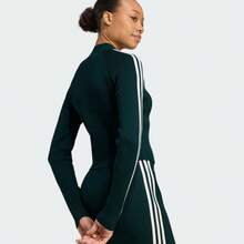 Adidas Originals Logo Striped Slim Fit Raglan Long Sleeve Jacket Women's Green - Green - View 4