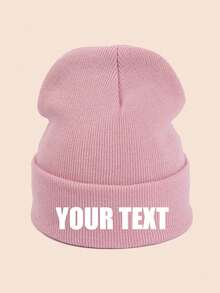 1pc Printed Knit Hat, Customized Text Logo Solid Color Elastic Winter Knit Hat, Outdoor Autumn/Winter Warm Essential Accessory, Women/Men Gift - Multicolor - View 9