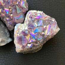 Natural Crystal Aura Amethyst Cluster Titanium Bonded High Decoration Crystal, Natural Angel Aura Rainbow Crystal Stone DIY Home Collection Decorative - Purple - View 8