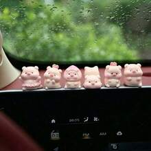 6pcs Creative Cute Ballet Peach Pig Car Desktop Ornament/DIY Healing Office Decor Mini Desktop Car Figurine - Peach Piggy - View 5