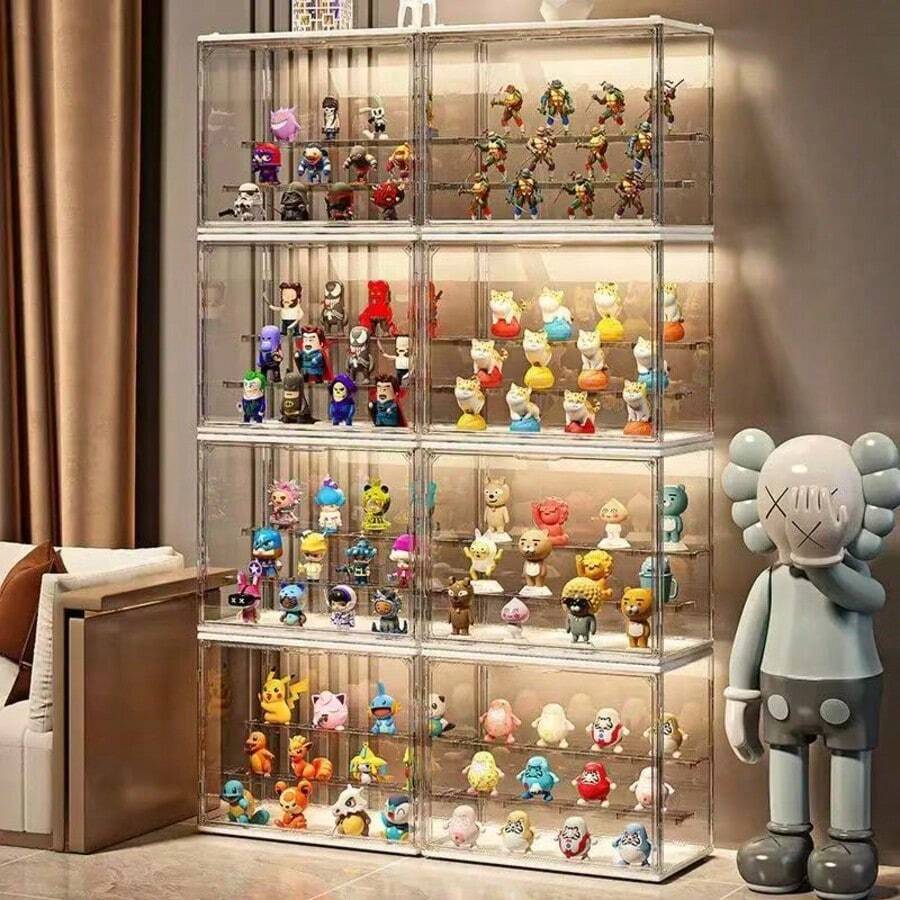 1 Acrylic Display Case - Clear Display Stand Display Cabinet Display Box Mini Handmade Toy And Doll Figurine Storage Box