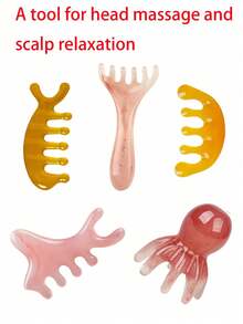 Head Massage Claw Scalp Relaxation Tool, Facial Massage Tool Scalp Gua Sha Head Massage Comb Gua Sha Massage Tool Face Lifting Massage Eye Massage Relaxation Tool, Deep Tissue Massage Relaxation Tool Multi-Function Handheld Head Massage Tool, Acupressure Trigger Point Massage, Also Suitable For Full Body Deep Tissue Massage. Made Of Resin Material, Smooth And Rounded. Washable And Reusable. - Multicolor - View 11