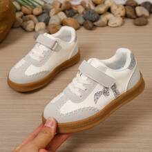 Kids Patchwork Casual Sneakers, Sequin Decor Hook & Loop Low-Top Non-Slip Athletic Shoes For Boys & Girls - Light Grey - View 6