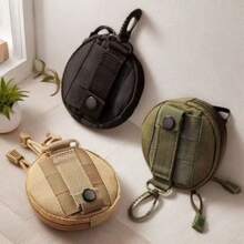 Taktisk mini rund förvaringsväska med karbinhake, utomhus Oxford-tyg med dragkedja, bärbar EDC-nyckelväska, lämplig för camping, vandring och ryggsäcksvandring, liten midjeväska-accessoar - Multifärgad - Visa 7